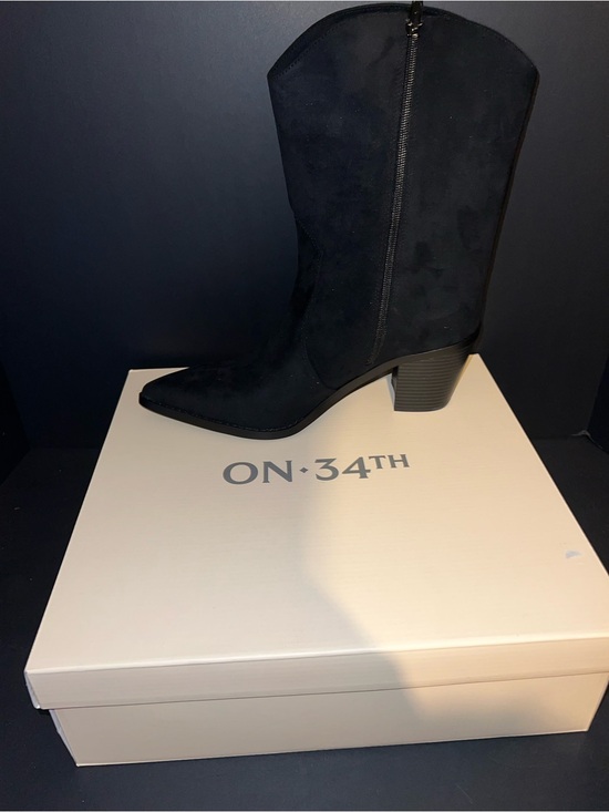 ON 34th Shoes - ON·34TH Black Suede Pointed-Toe Mid-Calf Heeled Boot